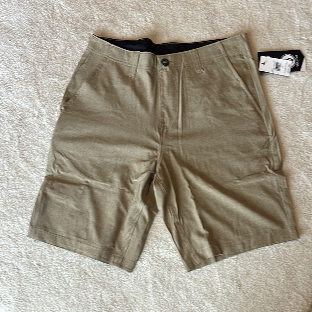 Volcom Tan Flat Front Shorts Casual Comfort